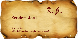 Kender Joel névjegykártya
